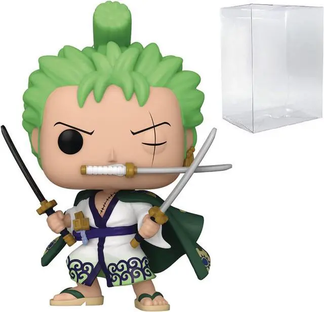 Main image of POP One Piece - Roronoa Zoro Funko Vinyl Figure (Bundled with Compatible Box Protector Case), Multicolor, 3.75 inches