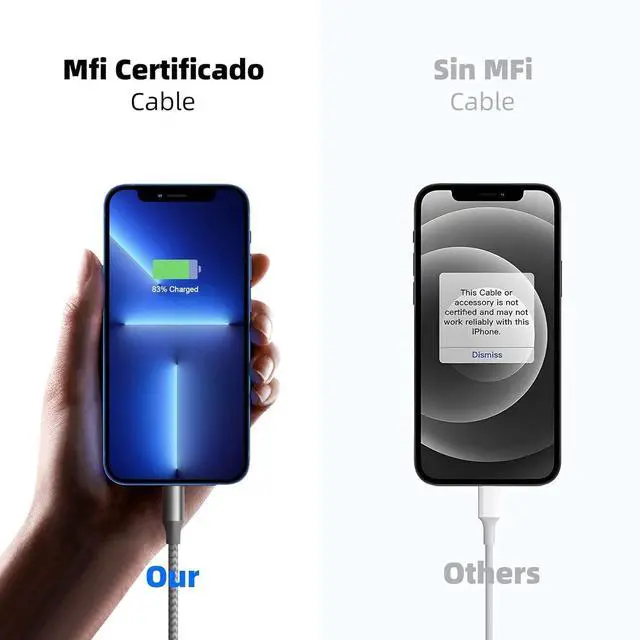 Alt view image 4 of 7 - iPhone Charger 3 Pack 10 ft Apple MFi Certified Lightning Nylon Braided Cable Fast Charging Cord Compatible with iPhone 13 12 11 Pro Max XR XS X 8 7 6 Plus SE iPad and More