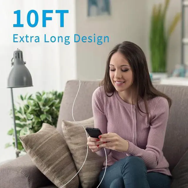 Alt view image 7 of 7 - [MFi Certified] USB C to Lightning Cable 3Pack 10FT iPhone Fast Charger Cable Type C Charging Cord Compatible with iPhone 14 13 13 Pro Max 12 12 Pro Max 11 XS XR X 8 iPad,White