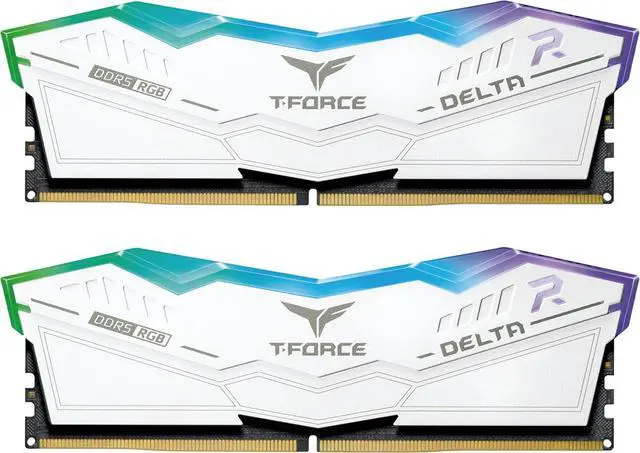 Main image of TEAMGROUP T-Force Delta RGB DDR5 Ram 32GB (2x16GB) 6000MHz PC5-48000 CL30 Intel XMP 3.0 & AMD Expo Compatible Desktop Memory Module Ram White FF4D532G6000HC30DC01