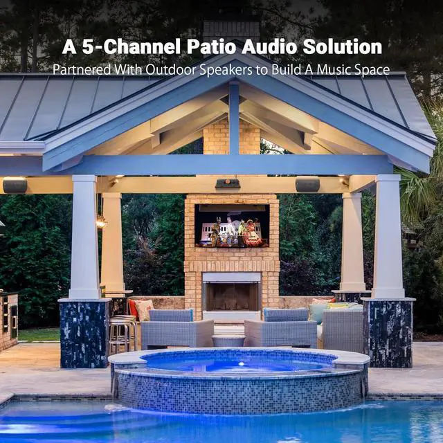 Alt view image 6 of 7 - Fosi Audio HT4S Bluetooth Amplifier for Outdoor Speakers, 4 Channel Power Amp for Home Theater, Outdoor Gathering, 4.1/5.0 Ch Stereo Home Audio Receiver, Supports AUX/Optical Input with Remote Control