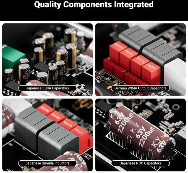 Alt view image 5 of 7 - Fosi Audio V3 Stereo Amplifier Home Audio 300 Watts x2 Power TPA3255 Class D Mini Speaker Amp 2 Channel Audio Component for Passive Bookshelf Tower Speakers Desktop Home Theater with 48V Power Supply