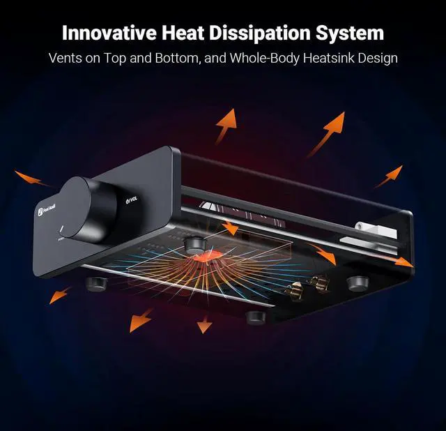 Alt view image 6 of 7 - Fosi Audio V3 Stereo Amplifier Home Audio 300 Watts x2 Power TPA3255 Class D Mini Speaker Amp 2 Channel Audio Component for Passive Bookshelf Tower Speakers Desktop Home Theater with 48V Power Supply