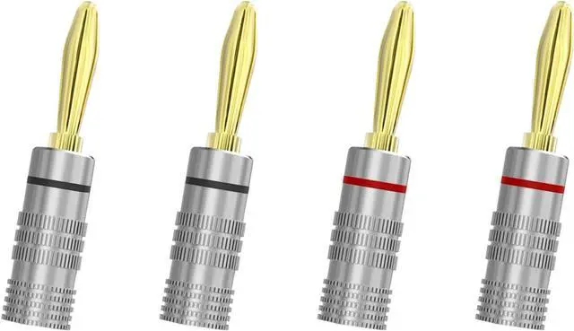 Main image of Banana Plugs 2 Pairs / 4 pcs - Gold Plated Speaker Plugs for Mini HiFi Stereo Audio Receiver Amplifier for Home Bookshelf/Computer/Desktop Passive Speakers