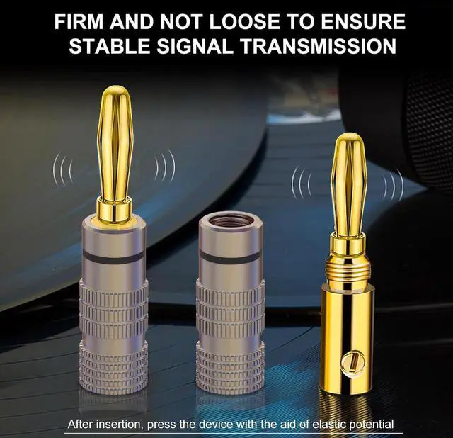 Alt view image 3 of 5 - Banana Plugs 2 Pairs / 4 pcs - Gold Plated Speaker Plugs for Mini HiFi Stereo Audio Receiver Amplifier for Home Bookshelf/Computer/Desktop Passive Speakers
