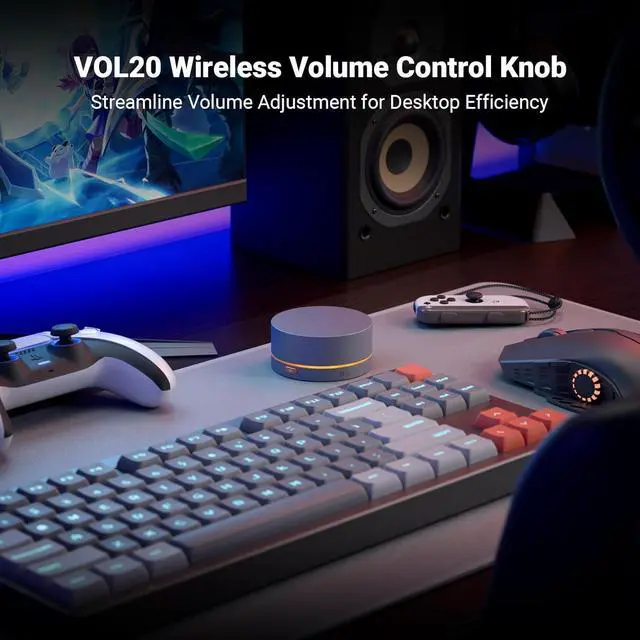 Alt view image 4 of 7 - Fosi Audio VOL20 Bluetooth Volume Control Knob, USB Multimedia Controller for PC/Gaming/Home Audio/Desktop, RGB Lighting Customization Multi-Function Button with Adjustment