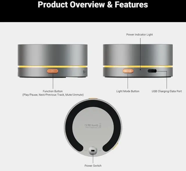 Alt view image 5 of 7 - Fosi Audio VOL20 Bluetooth Volume Control Knob, USB Multimedia Controller for PC/Gaming/Home Audio/Desktop, RGB Lighting Customization Multi-Function Button with Adjustment