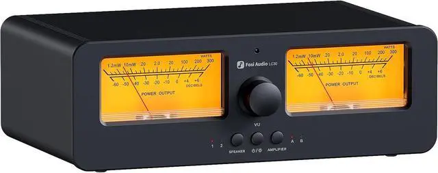 Main image of Fosi Audio LC30 VU Meter Amplifier Speaker Selector Switch Box Audio Visualizer 2 in 2 Out Vintage Switcher for High Power Stereo Class A, B, AB, D, Tube Amps Home Audio Component with Remote Control