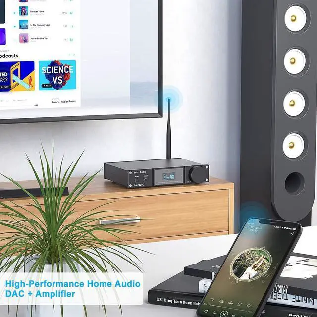 Alt view image 6 of 7 - Fosi Audio DA2120C 240W Bluetooth 5.0 Stereo Audio Hi-Fi DAC Amplifier Support aptX 24Bit-192kHz 2.1 Channel Integrated Class D Power Amp with RCA/PC-USB/Coaxial/Optical Input and Remote Control