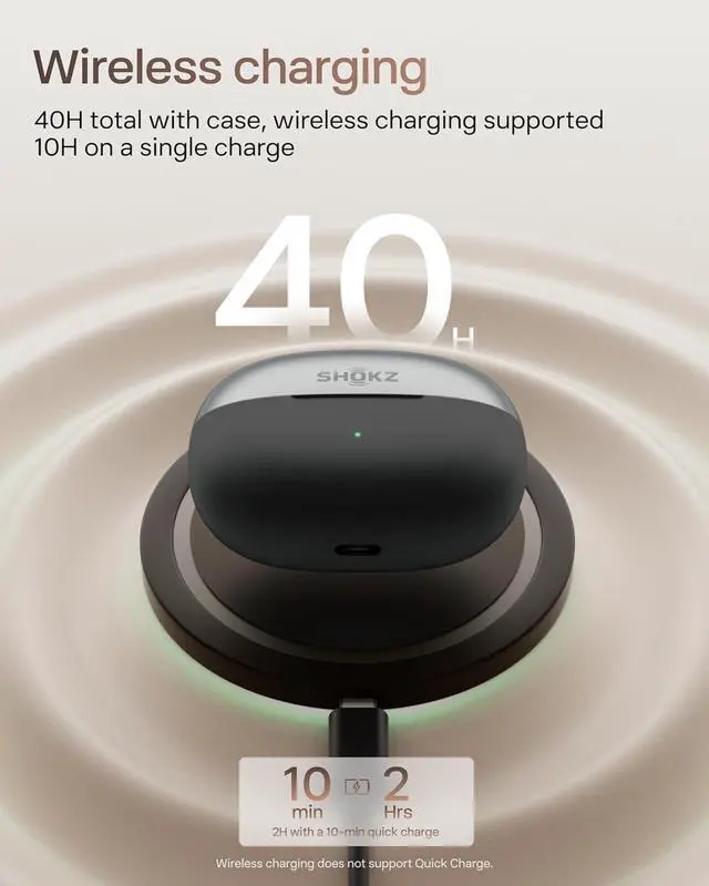 Alt view image 2 of 6 - SHOKZ OpenDots ONE - Open-Ear Headphones - Wireless Bluetooth Earbuds with Microphone - Secure, Lightweight, Clip-On Fit - Premium Dolby Audio - Water Resistant - Fast Charging - Up to 40 hrs Playtime