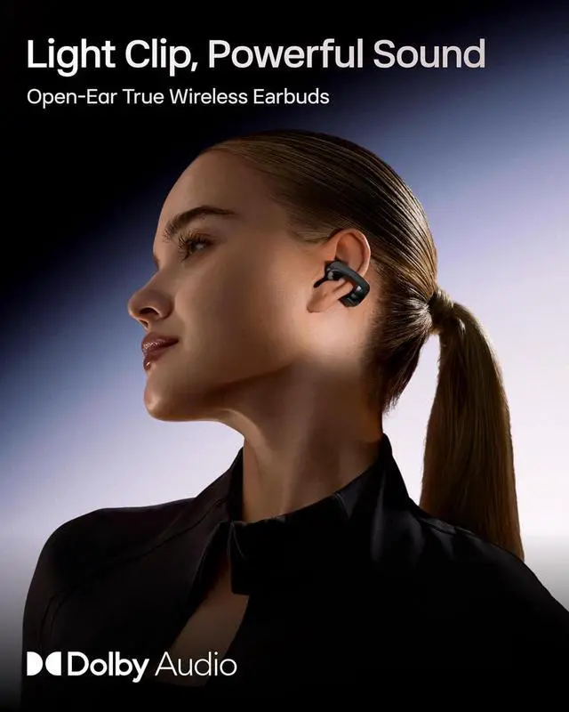 Alt view image 6 of 6 - SHOKZ OpenDots ONE - Open-Ear Headphones - Wireless Bluetooth Earbuds with Microphone - Secure, Lightweight, Clip-On Fit - Premium Dolby Audio - Water Resistant - Fast Charging - Up to 40 hrs Playtime