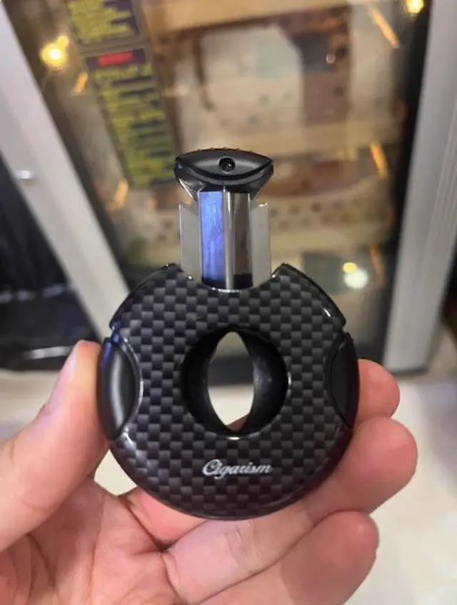 Alt view image 2 of 2 - LCDH New model - Carbon fiber style -Circular semi-automatic spring -Cigar cutter -CigarV scissors -Customization supported