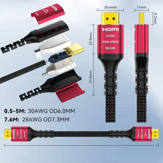 Alt view image 3 of 5 - 8K HDMI 2.1 Cable(H133R)  2M