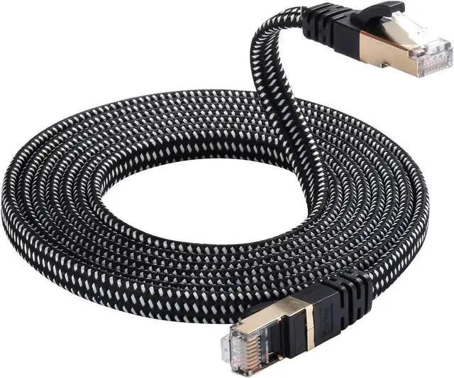 Alt view image 2 of 5 - Cat 8 Ethernet Cable, Nylon Braided 10ft High Speed Network Cable LAN Cable Wires CAT 8 RJ45 Ethernet Cable Cord 3ft 10ft 16ft 26ft 33ft 50ft 66ft 100ft (Black 10ft) for Printer