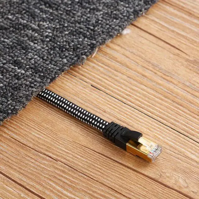 Alt view image 3 of 5 - Cat 8 Ethernet Cable, Nylon Braided 10ft High Speed Network Cable LAN Cable Wires CAT 8 RJ45 Ethernet Cable Cord 3ft 10ft 16ft 26ft 33ft 50ft 66ft 100ft (Black 10ft) for Printer