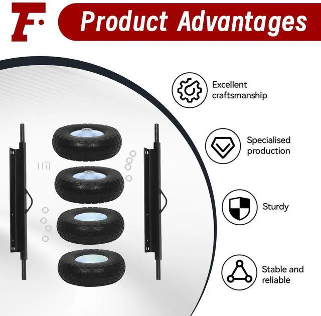 Alt view image 5 of 7 - findmall Replacement for EU3000is Wheel Kit for Generator, White All-Terrain Solid Tyres