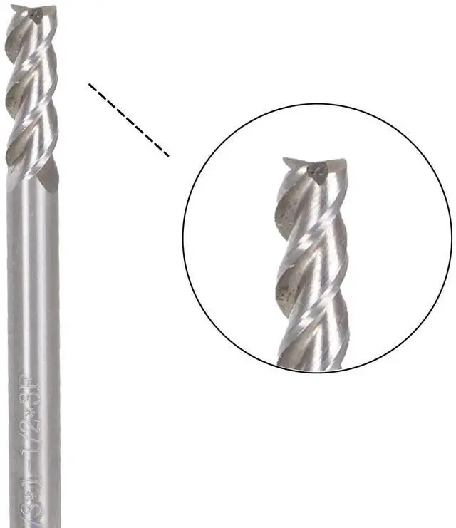Alt view image 4 of 6 - findmall 3Pcs 1/8 Inch Helix Carbide End Mill 3 Flute 3/8 Inch Length of Cut Fit for Aluminum Cut Non-Ferrous Metal Upcut CNC Spiral Router Bit