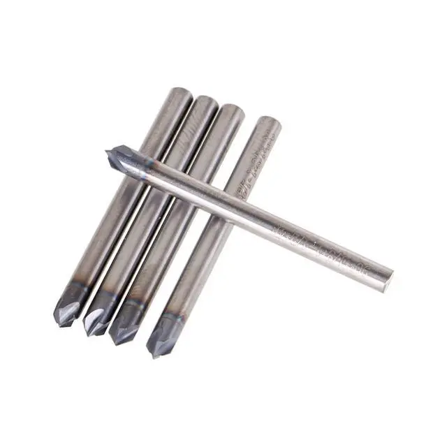 Alt view image 2 of 6 - findmall 5Pcs 1/8 Inch Helix Carbide End Mill Tialn Coated 4 Flute 90 Degree Chamfer Angle Fit for Aluminum Cut Non-Ferrous Metal Upcut CNC Spiral Router Bit