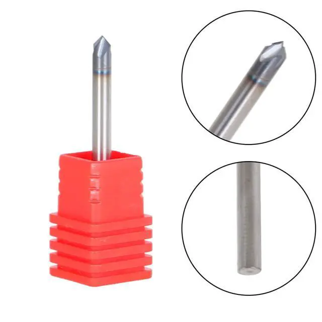 Alt view image 4 of 6 - findmall 5Pcs 1/8 Inch Helix Carbide End Mill Tialn Coated 4 Flute 90 Degree Chamfer Angle Fit for Aluminum Cut Non-Ferrous Metal Upcut CNC Spiral Router Bit