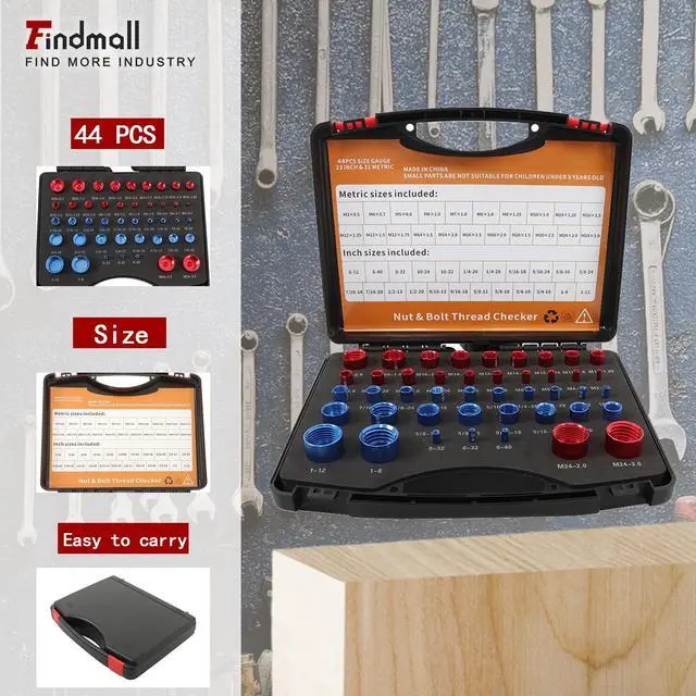 Alt view image 5 of 7 - findmall 44 PCS Nut and Bolt Gauges Nut and Bolt Thread Checker Nut and Bolt Identification Tool