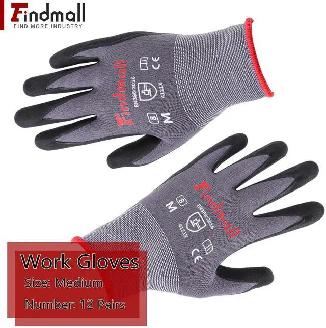 Alt view image 2 of 7 - findmall 12 Pairs Medium Work Gloves Seamless Knit Glove Gardening Gloves Women Men Fit for Warehousing and Logistics, Construction Sites, Horticultural Planting