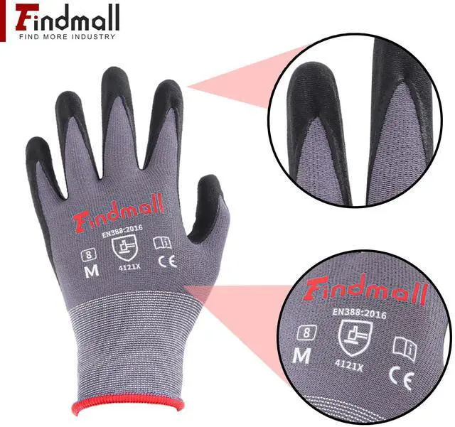 Alt view image 3 of 7 - findmall 12 Pairs Medium Work Gloves Seamless Knit Glove Gardening Gloves Women Men Fit for Warehousing and Logistics, Construction Sites, Horticultural Planting