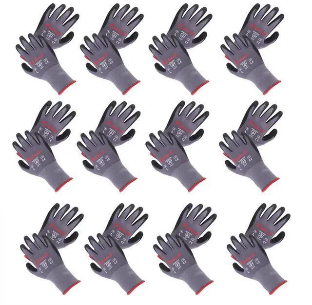 Main image of findmall 12 Pairs Large Work Gloves Seamless Knit Glove Gardening Gloves Women Men Fit for Warehousing and Logistics, Construction Sites, Horticultural Planting