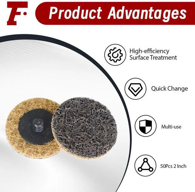 Alt view image 3 of 7 - findmall 50Pcs 2 Inch Brown Quick Change Surface Prep Conditioning Discs, Coarse Grit for Cleaning, Finishing and Deburring on All Metals