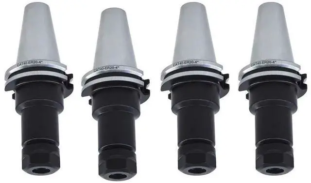 Alt view image 4 of 7 - 4Pcs CAT40 Tool Holder ER20 Collet Chuck Set Length 4"/100mm Chuck Tool Holder Set Mill Holder for CNC Engraving Machine Milling Lathe(CAT40-ER20-100)