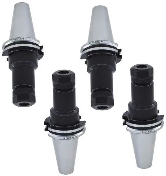 Alt view image 2 of 7 - 4Pcs CAT40 Tool Holder ER20 Collet Chuck Set Length 4"/100mm Chuck Tool Holder Set Mill Holder for CNC Engraving Machine Milling Lathe(CAT40-ER20-100)