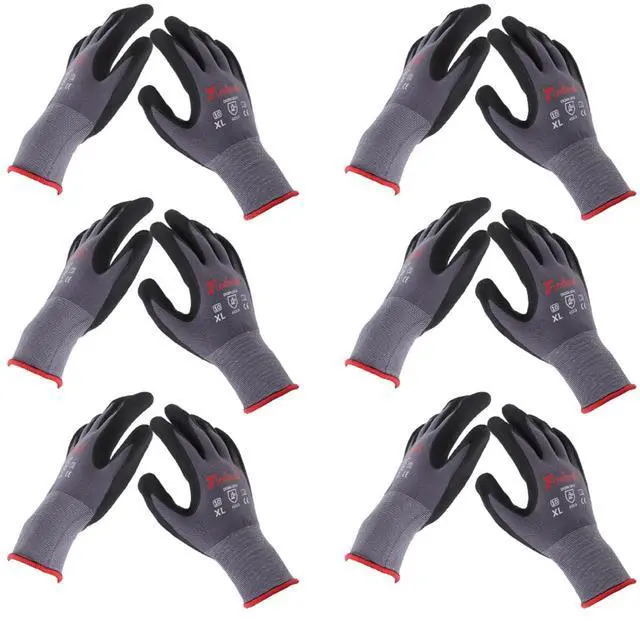 Main image of findmall 6 Pairs X-large Work Gloves Seamless Knit Glove Gardening Gloves Women Men Fit for Warehousing and Logistics, Construction Sites, Horticultural Planting