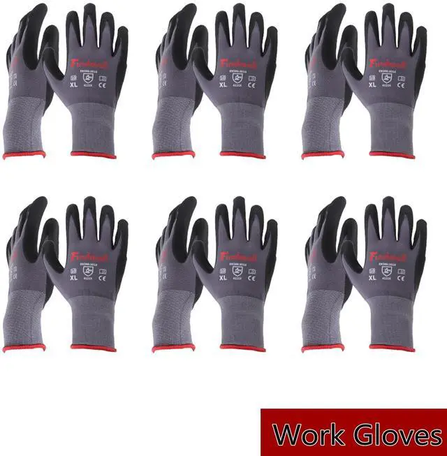 Alt view image 7 of 7 - findmall 6 Pairs X-large Work Gloves Seamless Knit Glove Gardening Gloves Women Men Fit for Warehousing and Logistics, Construction Sites, Horticultural Planting