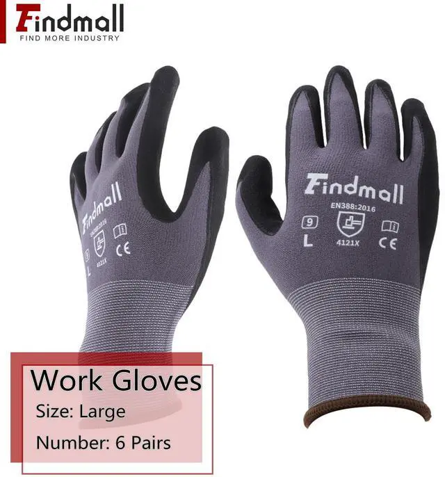 Alt view image 2 of 7 - findmall 6 Pairs Large Work Gloves Seamless Knit Glove Gardening Gloves Women Men Fit for Warehousing and Logistics, Construction Sites, Horticultural Planting