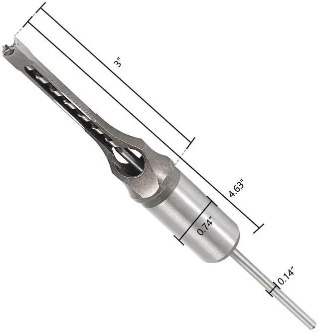 Alt view image 5 of 6 - findmall 7Pcs Square Hole Drill Bit Set HSS Square Hole Saw Mortise Chisel Drill Bit Tools 6/25, 1/4, 5/16, 3/8, 2/5, 1/2, 9/16 Inch Fit for Mortising Machines Drill