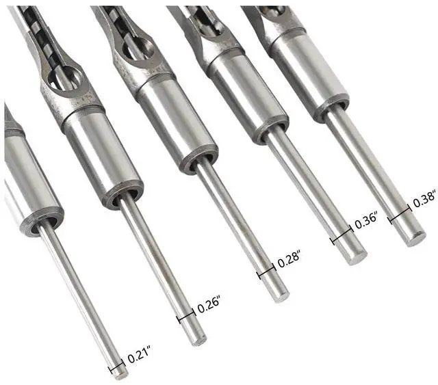 Alt view image 6 of 6 - findmall 7Pcs Square Hole Drill Bit Set HSS Square Hole Saw Mortise Chisel Drill Bit Tools 6/25, 1/4, 5/16, 3/8, 2/5, 1/2, 9/16 Inch Fit for Mortising Machines Drill