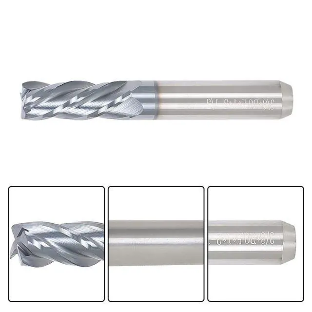 Alt view image 2 of 6 - findmall 3/8 Inch Helix Carbide End Mill - .020 Radius Tialn Coated 4 Flute 1 Inch Length of Cut Fit for Aluminum Cut Non-Ferrous Metal Upcut CNC Spiral Router Bit