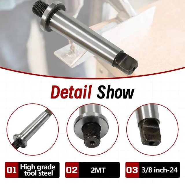 Alt view image 4 of 7 - findmall MT MT2 Adapter 2MT Shank To 3/8"-24 Threaded Drill Chuck Arbor