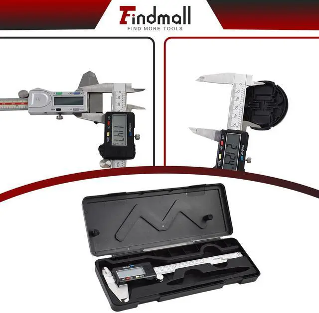 Alt view image 7 of 7 - findmall Electronic Digital Caliper Stainless Steel Body with Large LCD Screen 0-6 Inches Inch/Millimeter