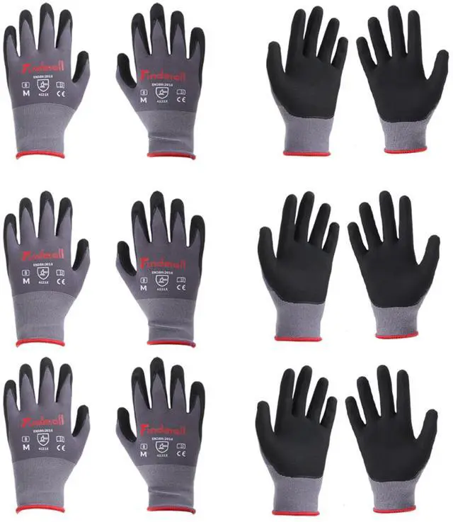 Main image of findmall 6 Pairs Medium Work Gloves Seamless Knit Glove Gardening Gloves Women Men Fit for Warehousing and Logistics, Construction Sites, Horticultural Planting