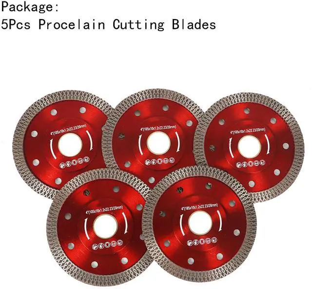 Alt view image 5 of 7 - findmall 5Pcs 4 Inch Super Thin Dry Wet Diamond Porcelain Saw Blades Ceramic Cutting Disc Wheels for Cutting Ceramic Tile Porcelain Granite Marbles