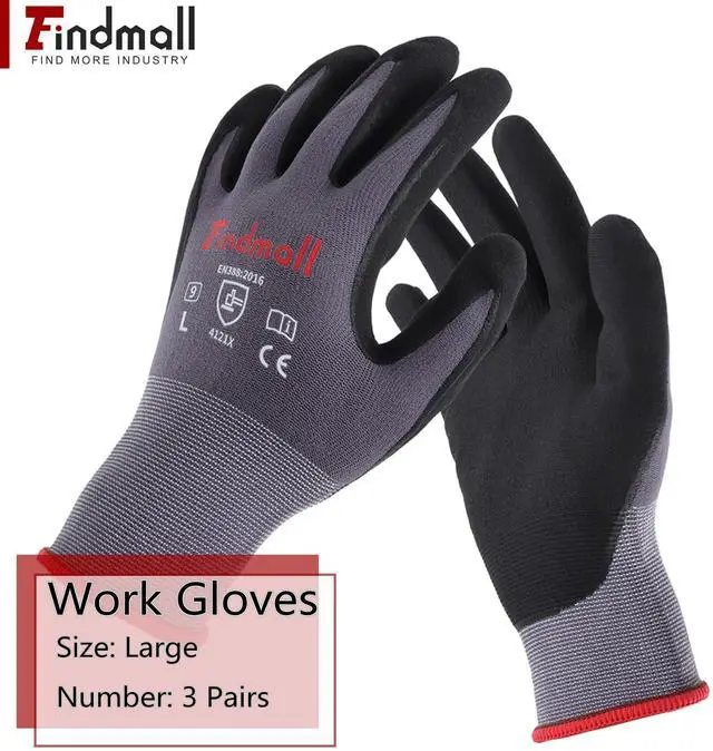 Alt view image 2 of 7 - findmall 3 Pairs Large Work Gloves Seamless Knit Glove Gardening Gloves Women Men Fit for Warehousing and Logistics, Construction Sites, Horticultural Planting