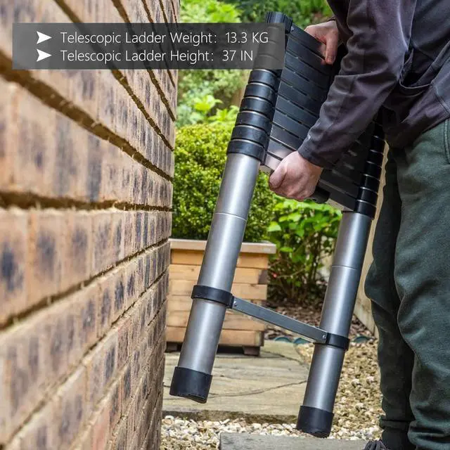 Alt view image 5 of 6 - findmall 14.5FT / 4.4M Aluminum Telescopic Ladder Folding Step Inward Sliding Retraction Extension Multi-Use Non-Slip Collapsible Ladder Telescoping Ladders