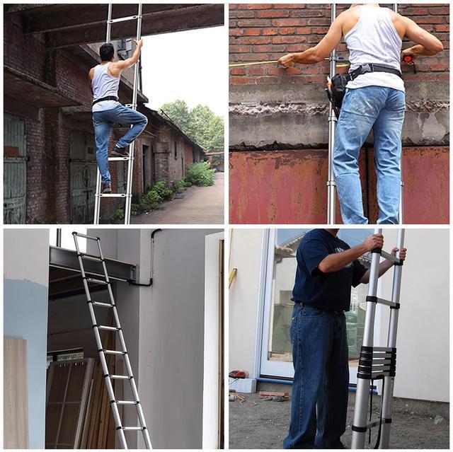 Alt view image 6 of 6 - findmall 12.5FT / 3.8M Aluminum Telescopic Ladder Folding Step Inward Sliding Retraction Extension Multi-Use Non-Slip Collapsible