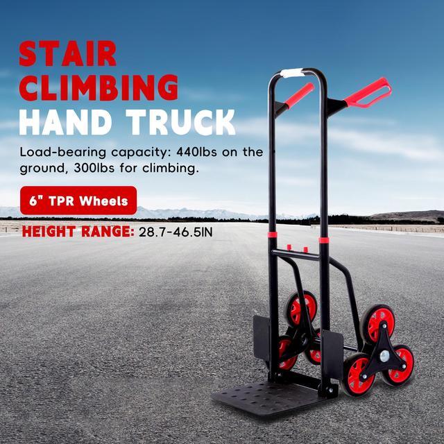Main image of 330LB Heavy-Duty Folding Stair Climbing Cart with Silent Wheels and Telescoping Handle, Upgraded Climber Dolly with Elastic Rope for Moving, Office Supplies, Luggage Transport
