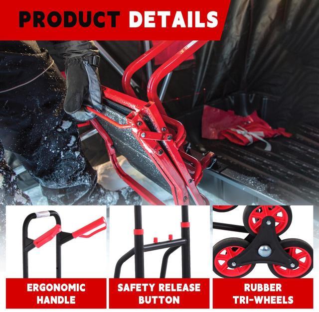 Alt view image 5 of 7 - 330LB Heavy-Duty Folding Stair Climbing Cart with Silent Wheels and Telescoping Handle, Upgraded Climber Dolly with Elastic Rope for Moving, Office Supplies, Luggage Transport