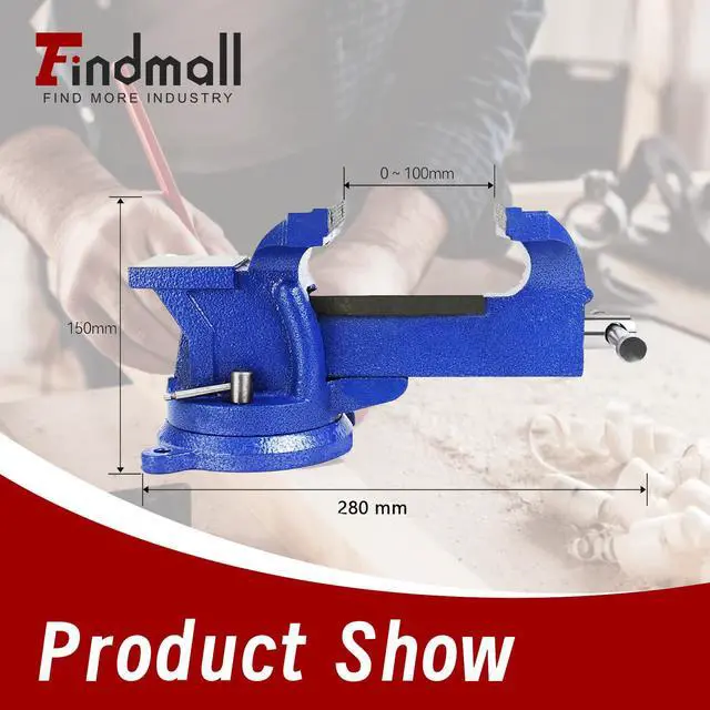 Alt view image 3 of 7 - findmall 5" Bench Vise with Anvil 360° Swivel Locking Base Table Top Clamp Heavy Duty Vice Swivel Base Bench