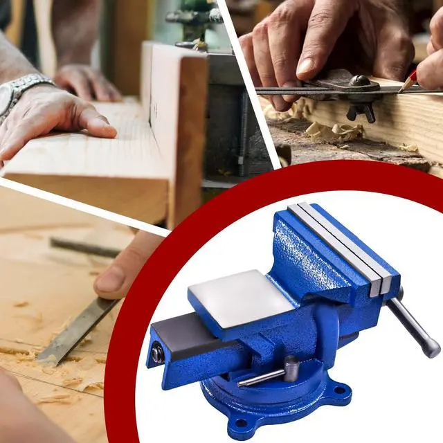 Alt view image 6 of 7 - findmall 5" Bench Vise with Anvil 360° Swivel Locking Base Table Top Clamp Heavy Duty Vice Swivel Base Bench