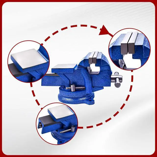Alt view image 7 of 7 - findmall 5" Bench Vise with Anvil 360° Swivel Locking Base Table Top Clamp Heavy Duty Vice Swivel Base Bench