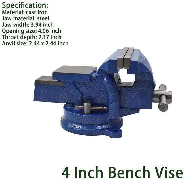 Alt view image 2 of 4 - findmall 4" Bench Vise with Anvil 360 Swivel Locking Base Table top Clamp Heavy Duty Vice