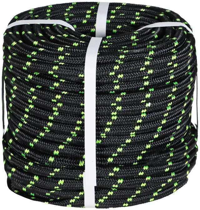 Main image of findmall 1/2 Inch Polyester Rope Double Braid Pulling Ropes for Swing Tree Work Black 200 Feet